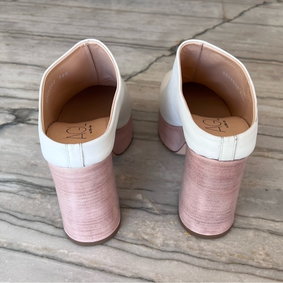 AGL ‘Sista’ Leather Platform Clogs Mules Ivory 7.5 Brand New - Picture 8 of 11